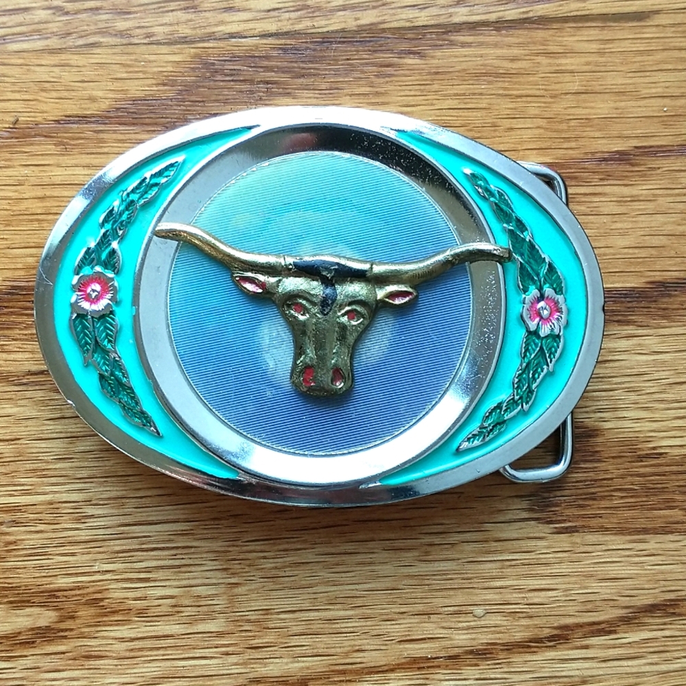 Vintage Western Style Made in Mexico Longhorn Belt Buckle
